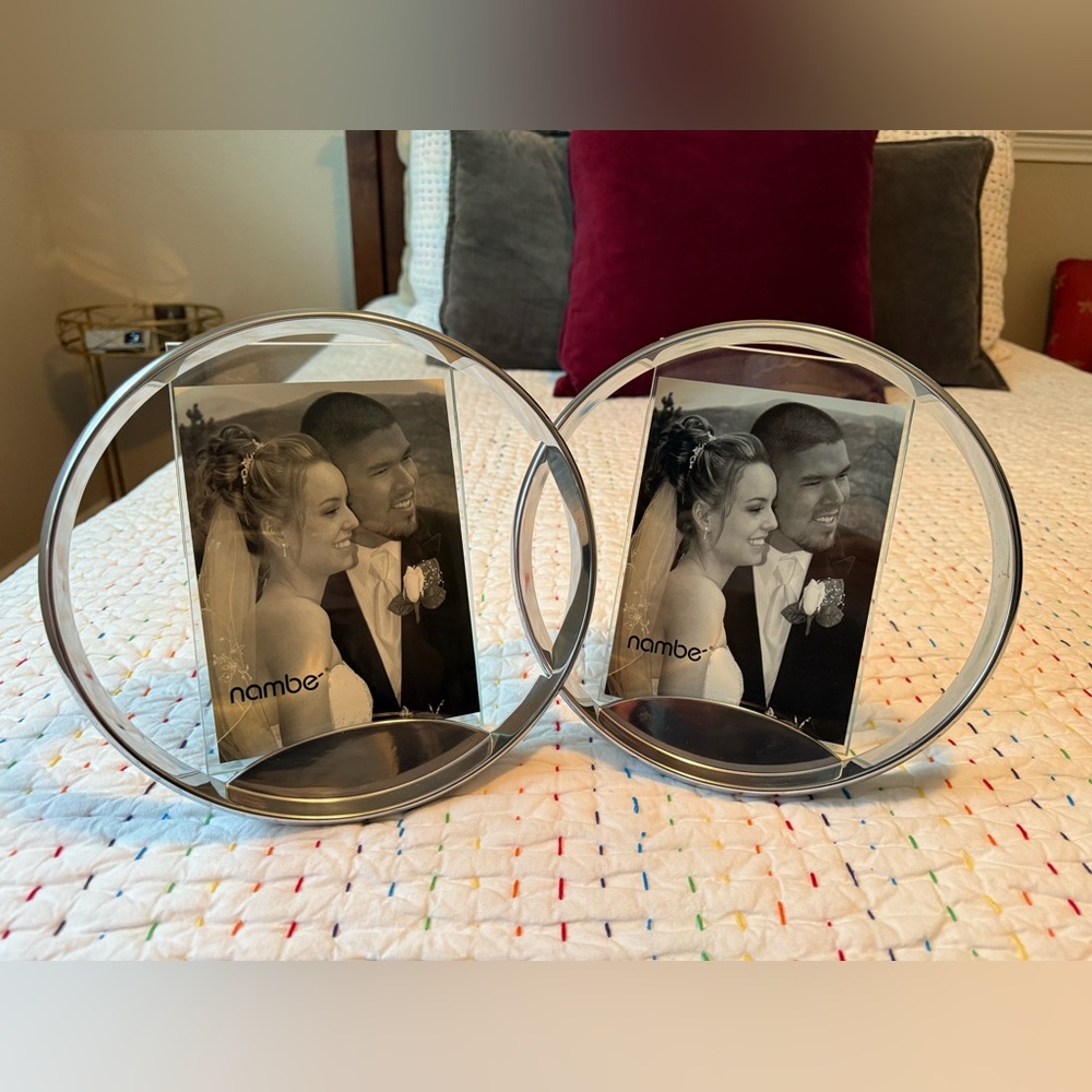 Nambe Silver Wedding Rings Accent Picture Frame Set